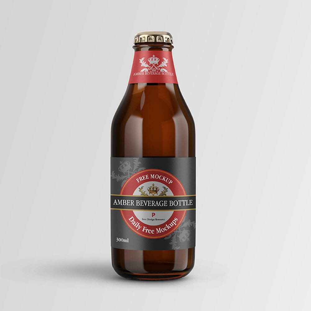 Free Amber Beverage Bottle Mockup