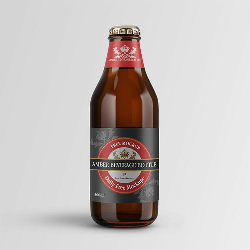 Free Amber Beverage Bottle Mockup