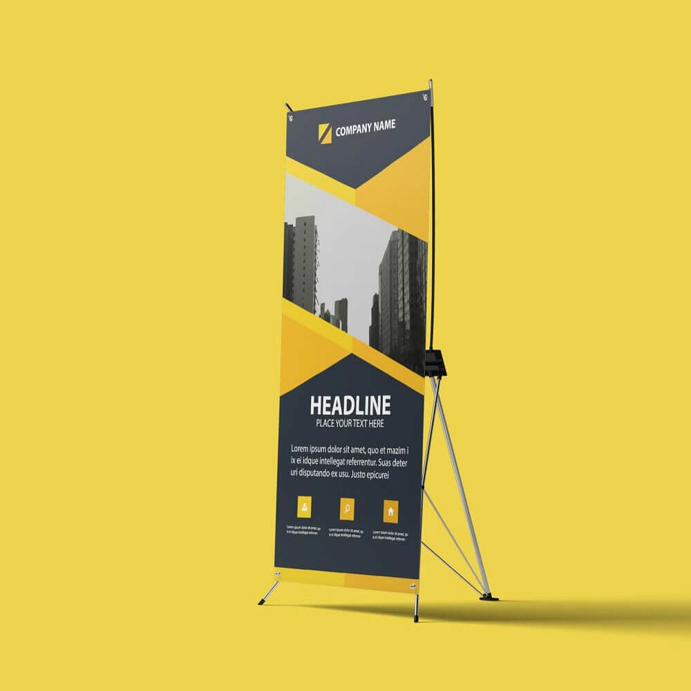 Free Banner Stand Mockup PSD Template