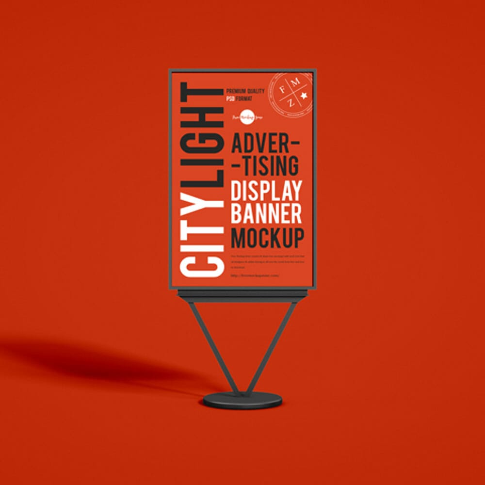 Free Citylight Advertising Display Banner Mockup