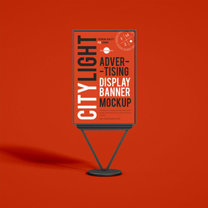 Free Citylight Advertising Display Banner Mockup