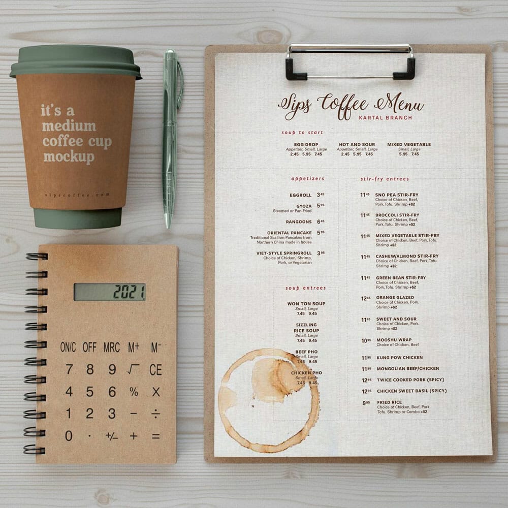 Free Coffee Branding Stationery Mockup PSD