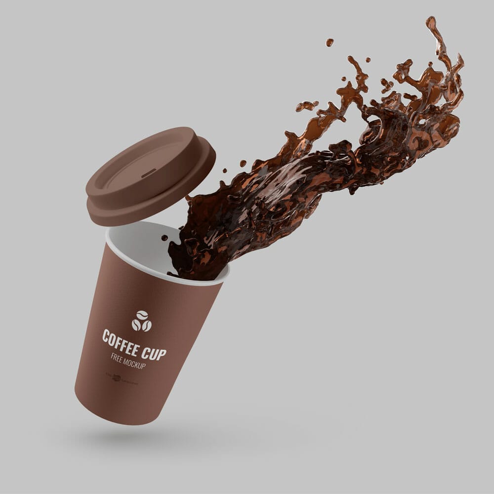 Free Coffee Cup Mockup With Splash