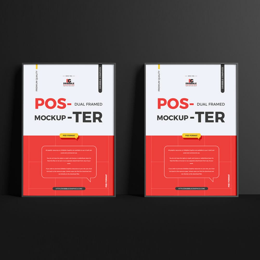Free Dual Framed Poster Mockup