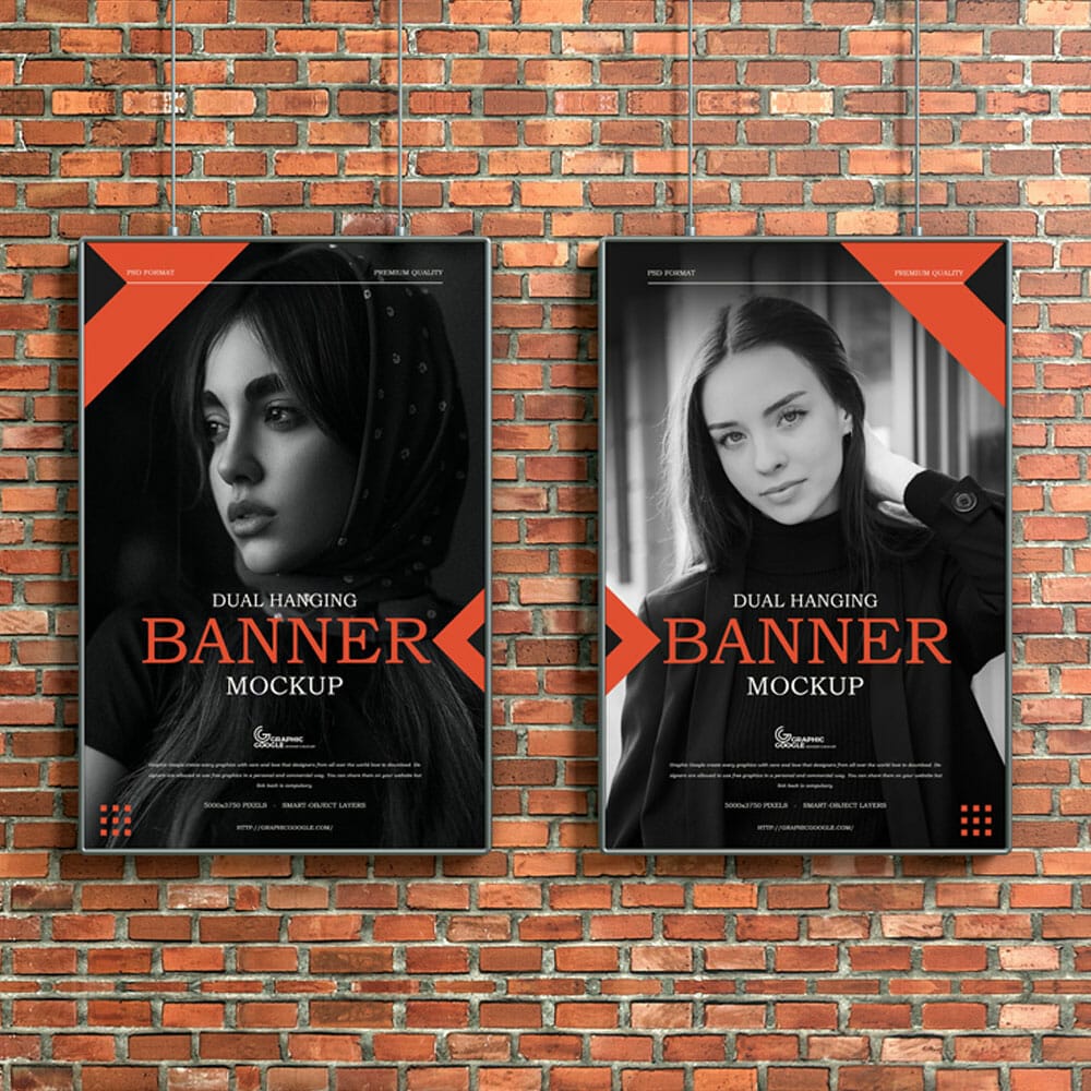 Free Dual Hanging Banner Mockup