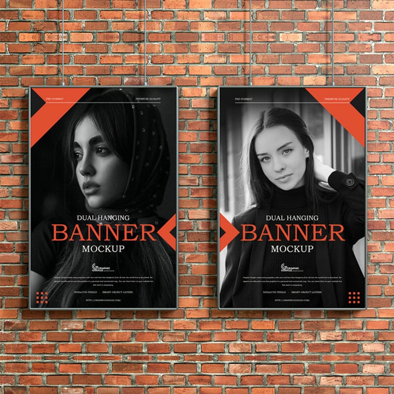 Free Dual Hanging Banner Mockup