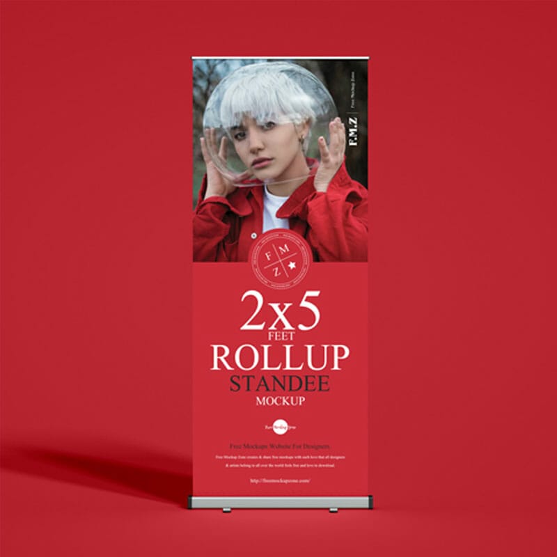 Free 2×5 Feet Rollup Standee Mockup