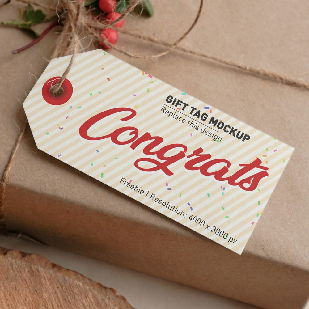 Free Gift Tag Mockup PSD