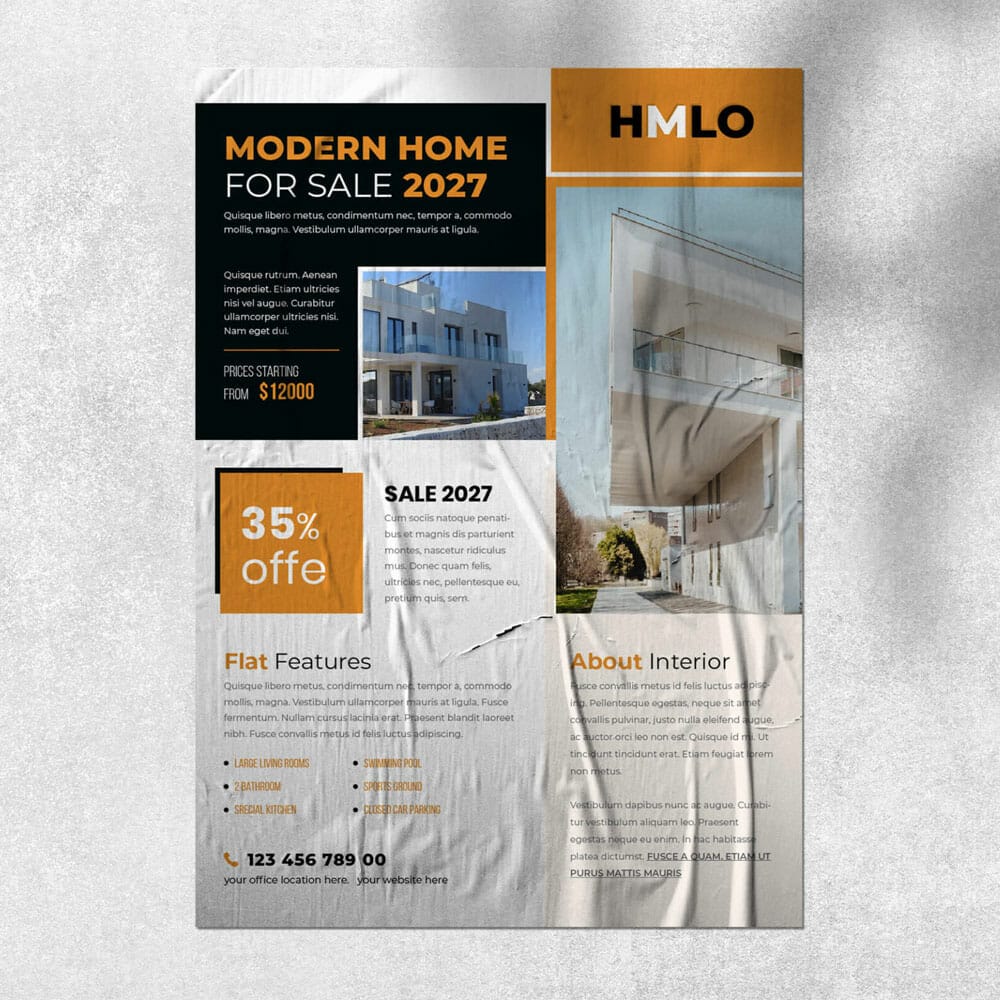 Free Glued Paper Mockup PSD Template