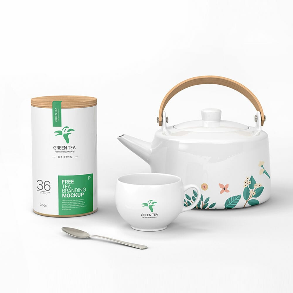 Free Green Tea Branding Mockup