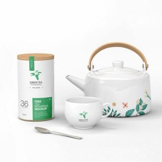 Free Green Tea Branding Mockup