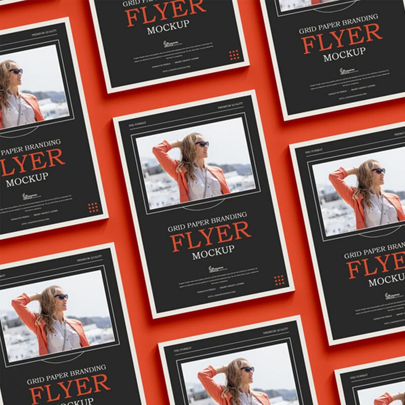 Free Grid Paper Branding Flyer Mockup