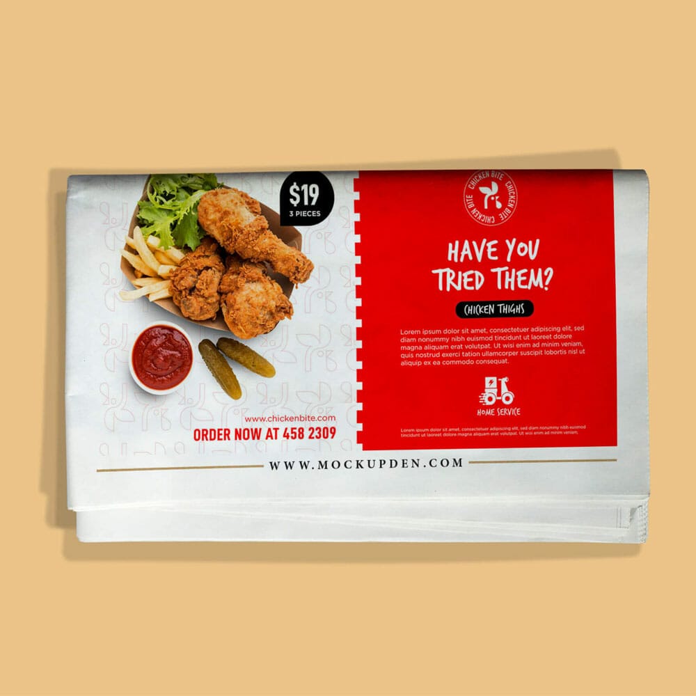 Free Half Page Newspaper Ad Mockup PSD Template