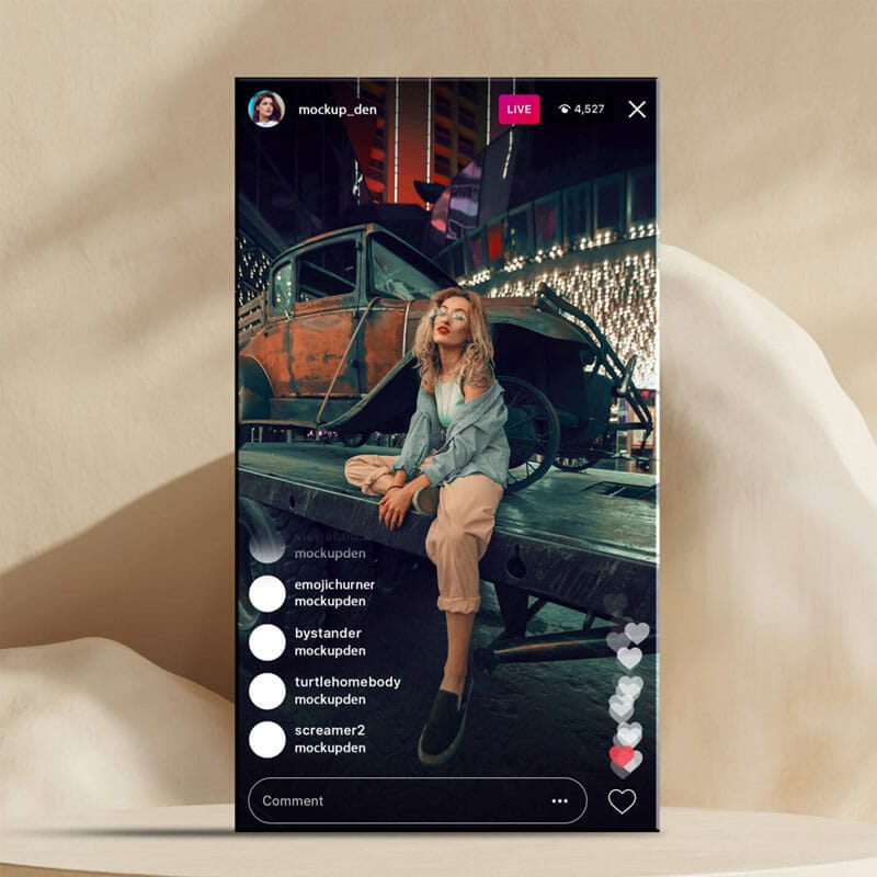 Free Instagram Live Mockup PSD Template