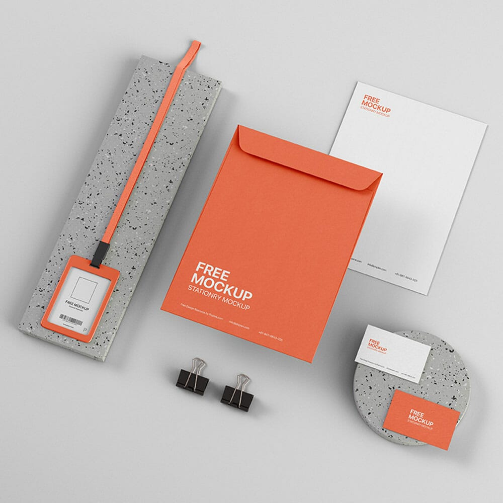 Free Isometric Stationery PSD Mockup