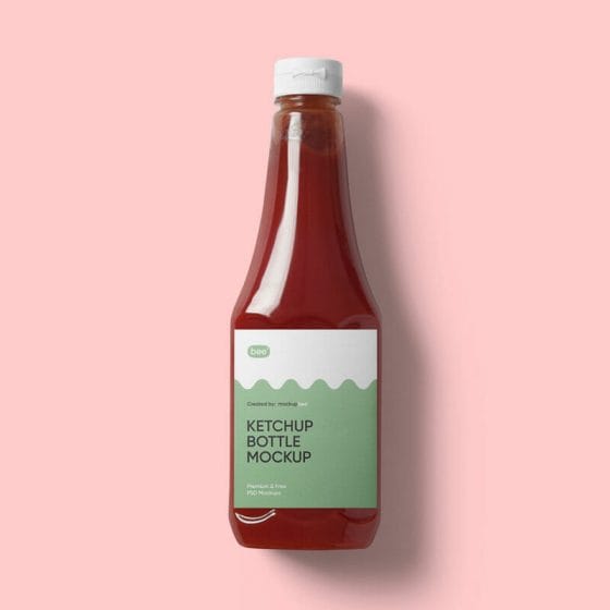 Free Ketchup Bottle Mockup