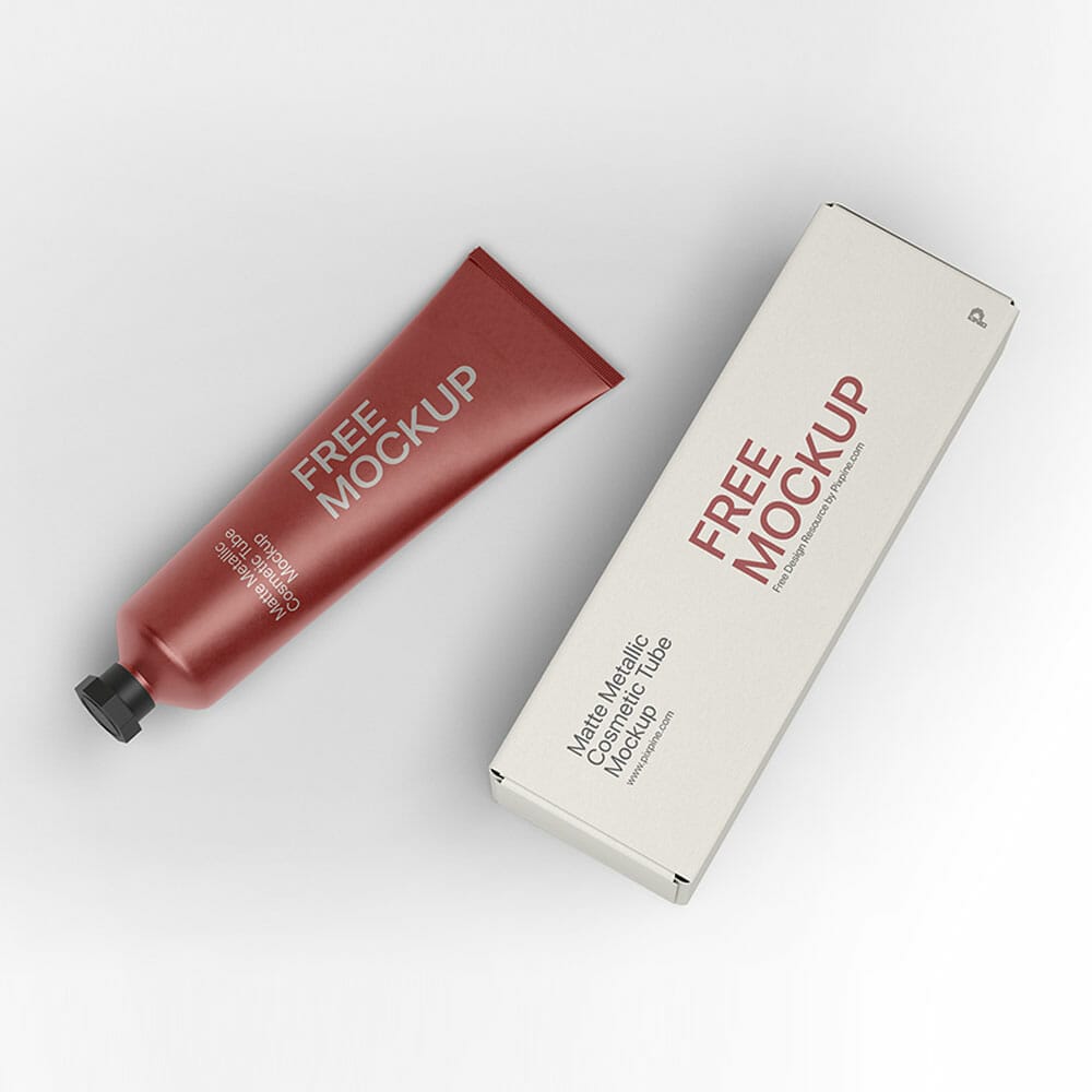 Free Matte Metallic Cosmetic Tube Mockup