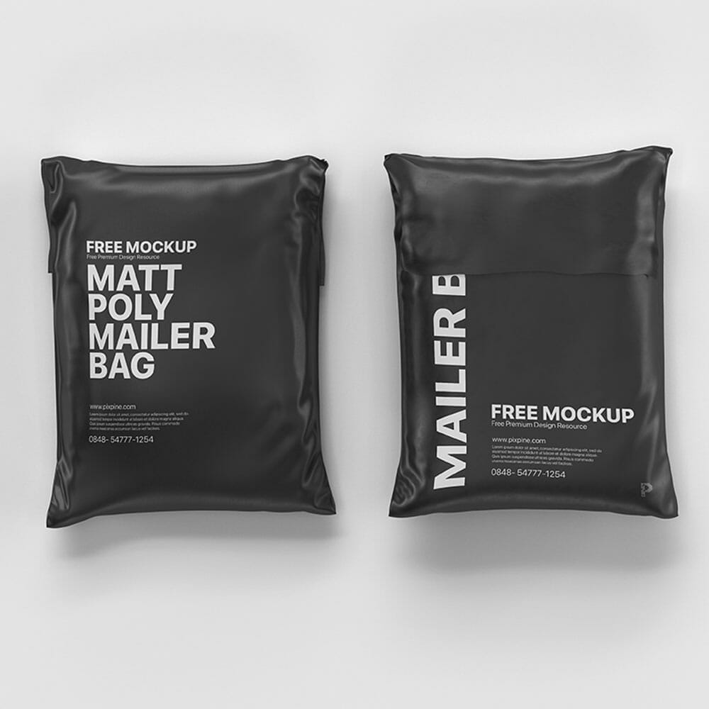 Free Matte Poly Mailer Bag Mockup