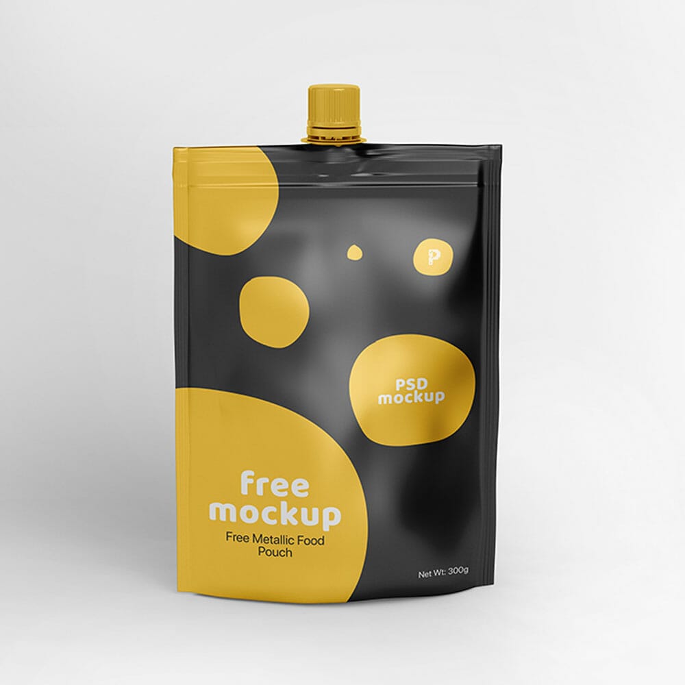 Free Metallic Food Pouch Mockup