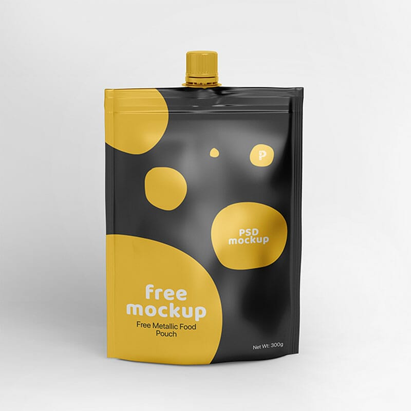 Free Metallic Food Pouch Mockup