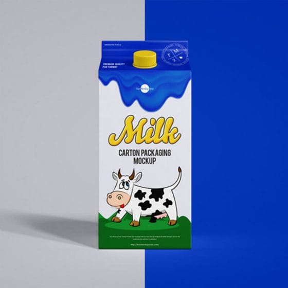 Free Milk Carton Packaging Mockup