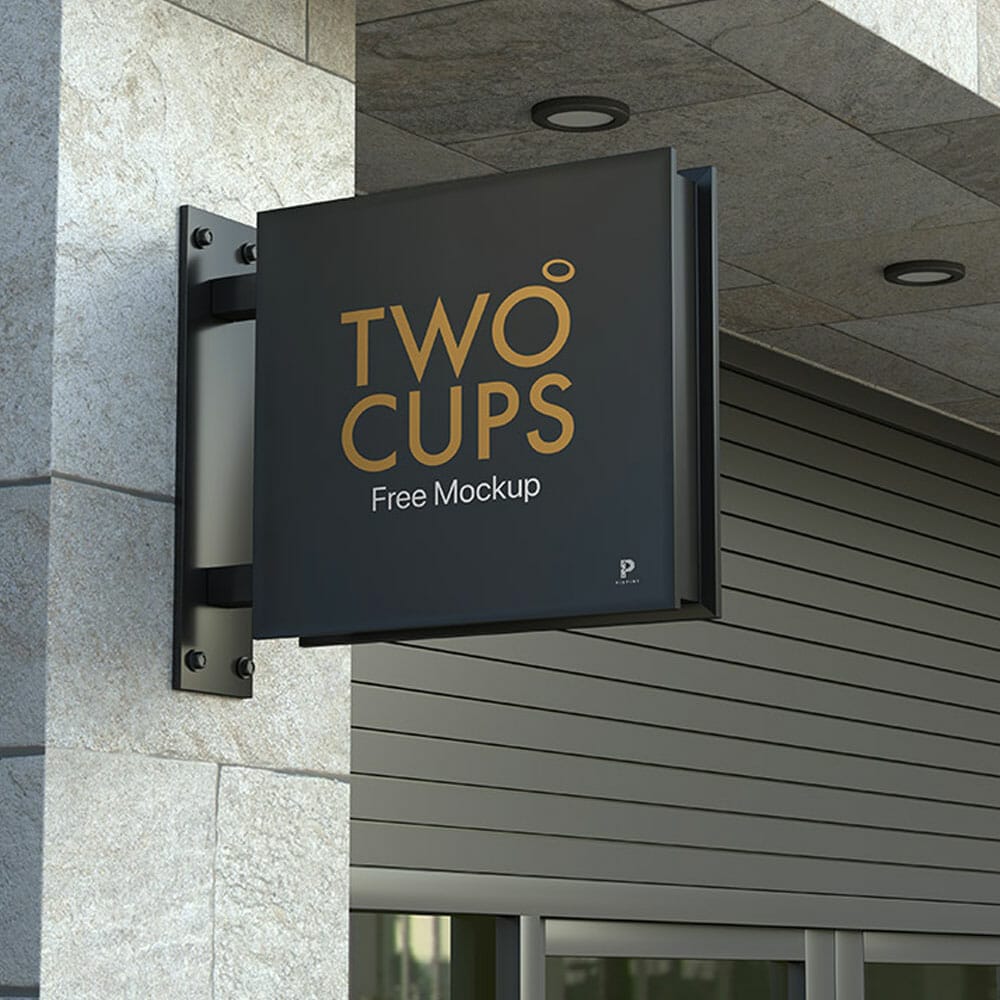 Free Outdoor Square Logo Sign Mockup