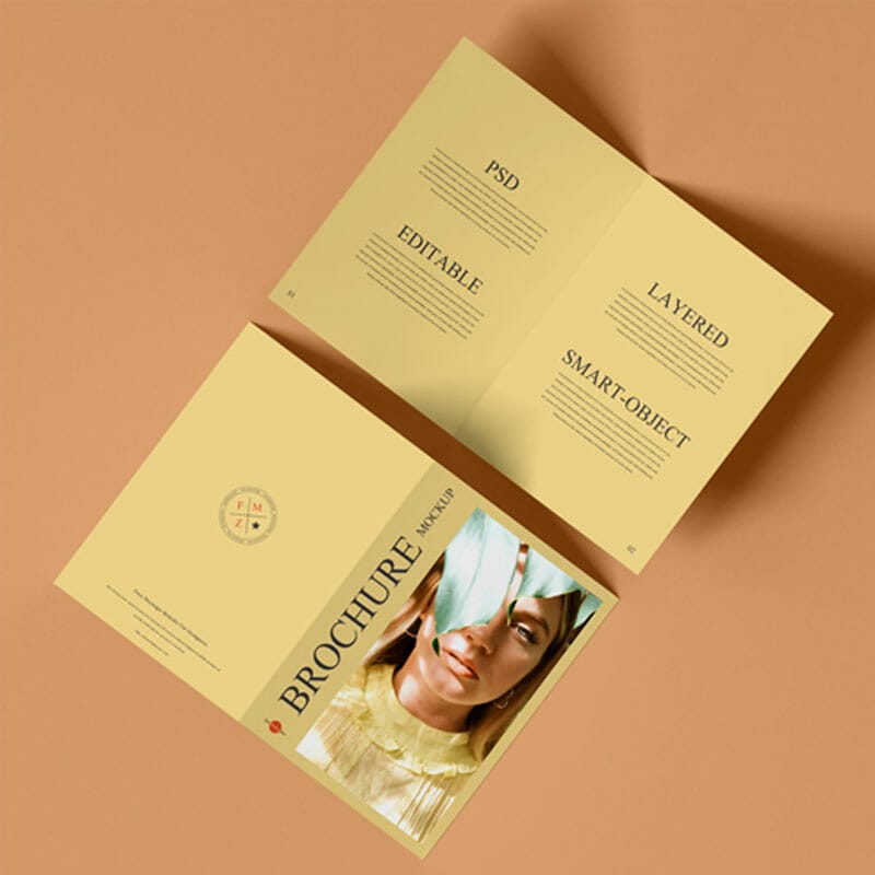 Free PSD Bi-Fold A4 Brochure Mockup
