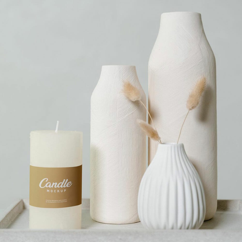 Free Pillar Candle Label Mockup PSD