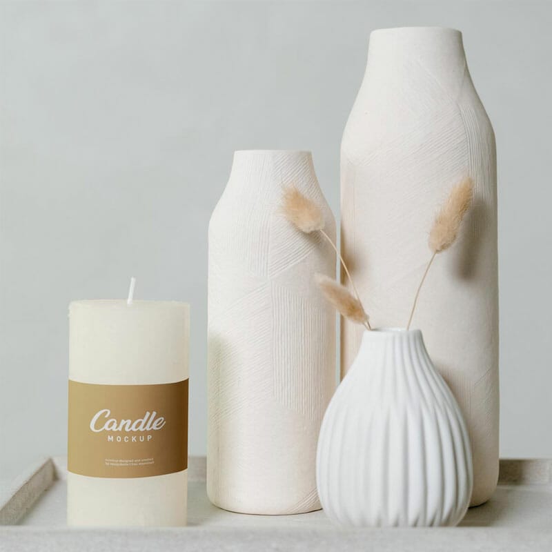 Free Pillar Candle Label Mockup PSD