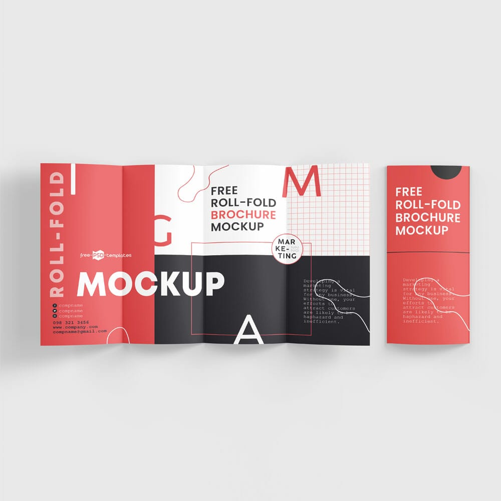 Free Roll Fold Brochure Mockup