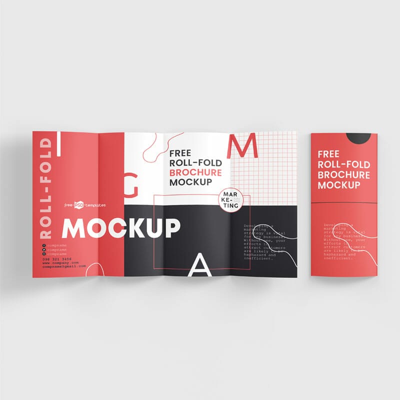 Free Roll Fold Brochure Mockup