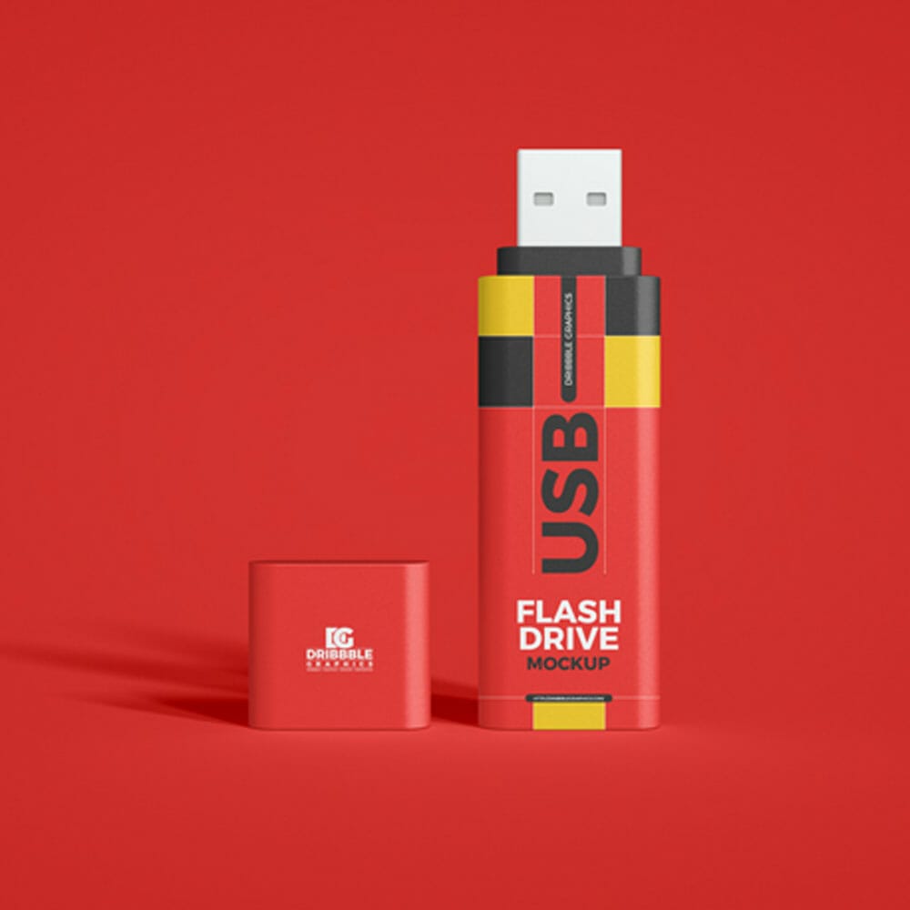 Free Standing USB Flash Drive Mockup