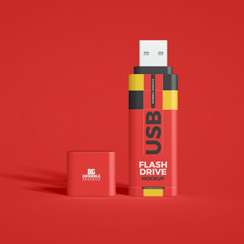 Free Standing USB Flash Drive Mockup