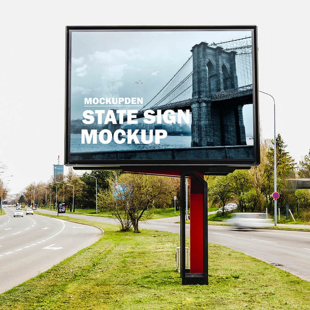 Free State Sign Mockup PSD Template