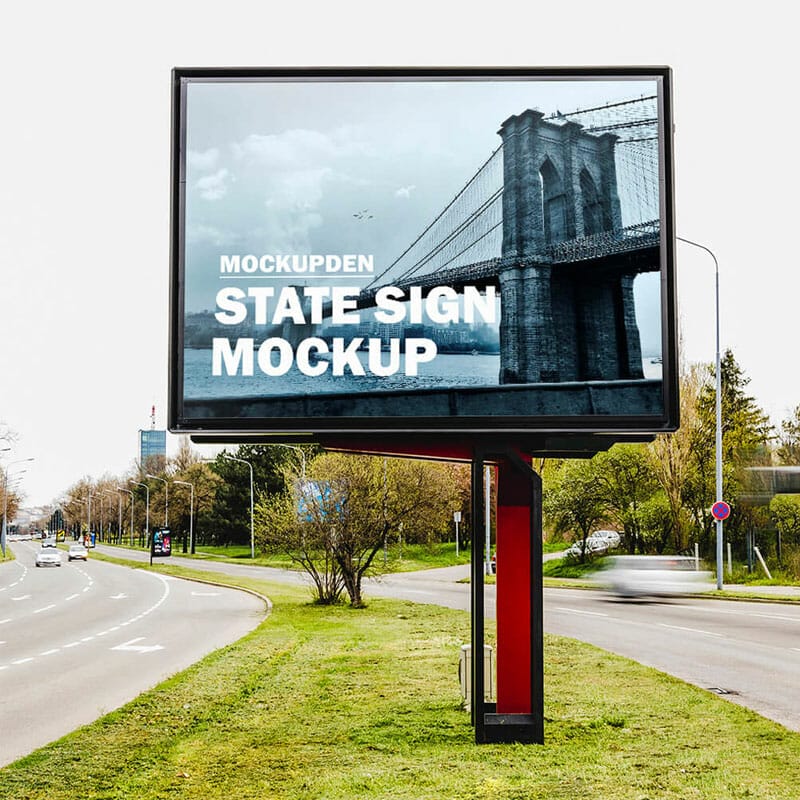 Free State Sign Mockup PSD Template