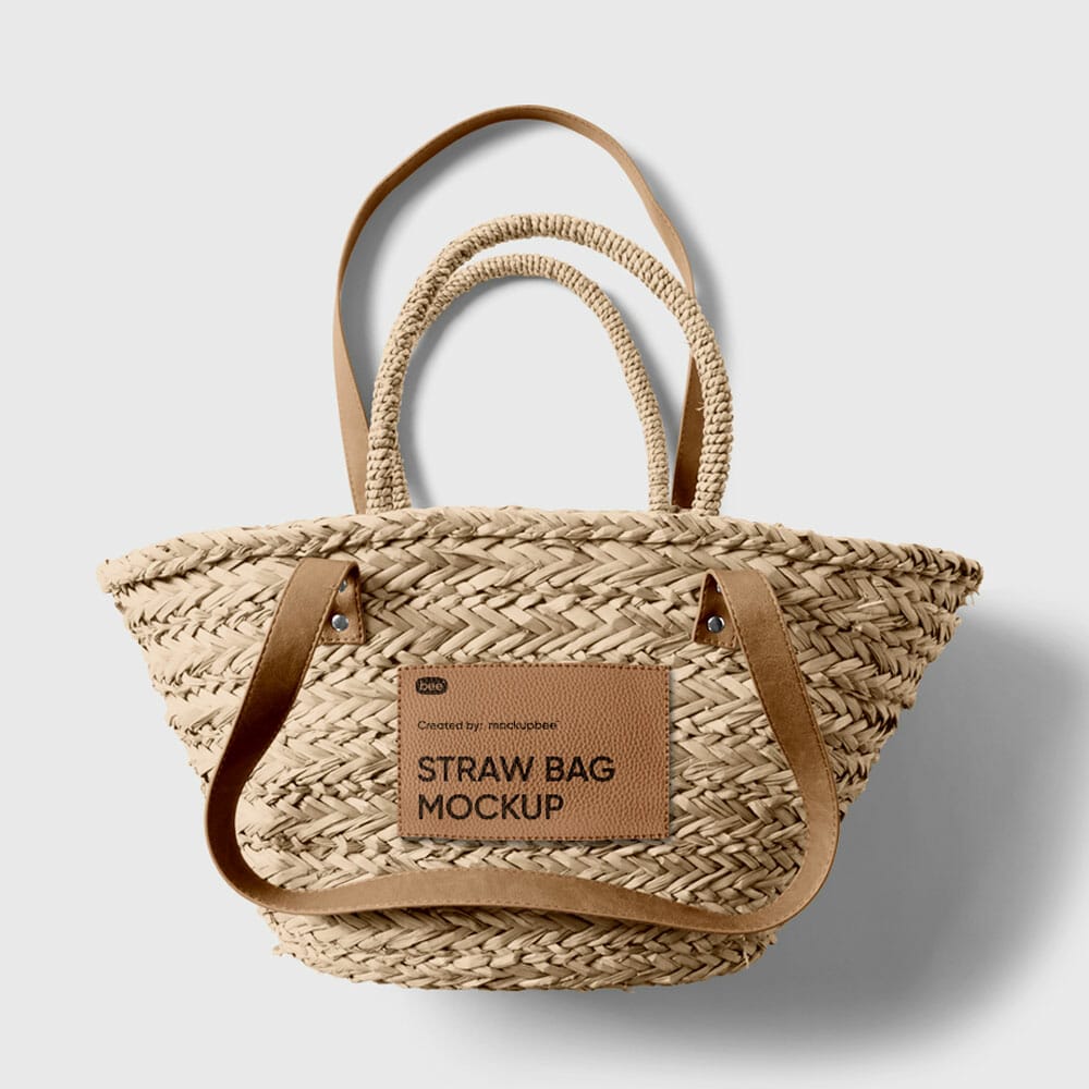 Free Straw Bag Mockup