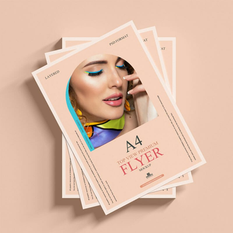 Free Top View Premium A4 Flyer Mockup