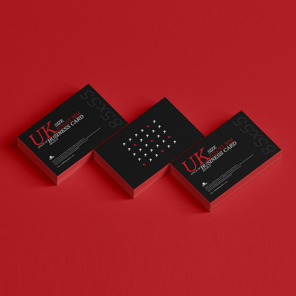 Free UK Size Stack Of Business Card Mockup