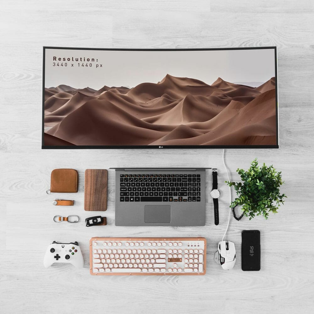 Free Ultra Wide Curved LED Screen Mockup PSD