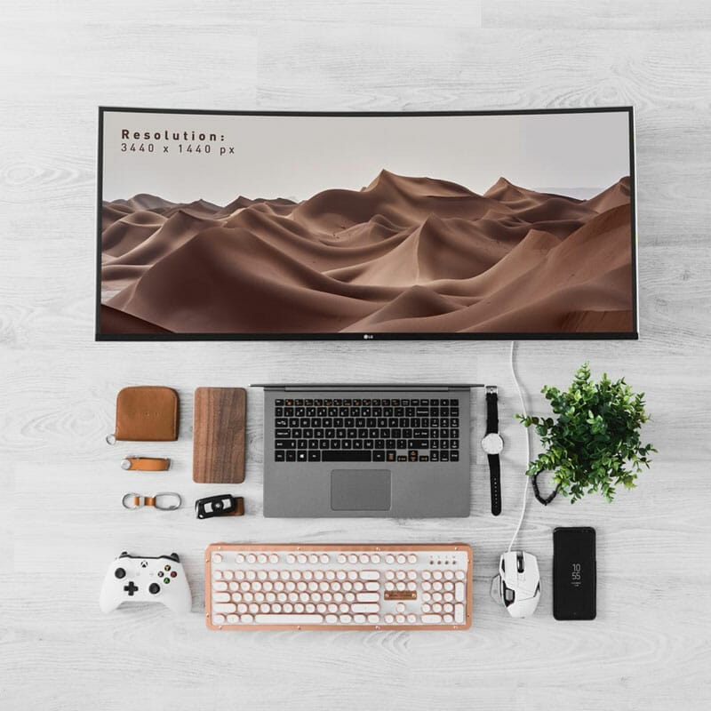 Free Ultra Wide Curved LED Screen Mockup PSD