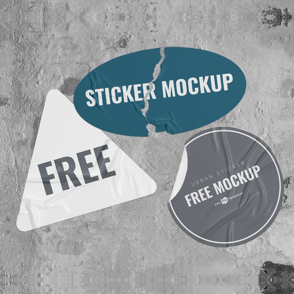 Free Urban Stickers Mockup PSD Set