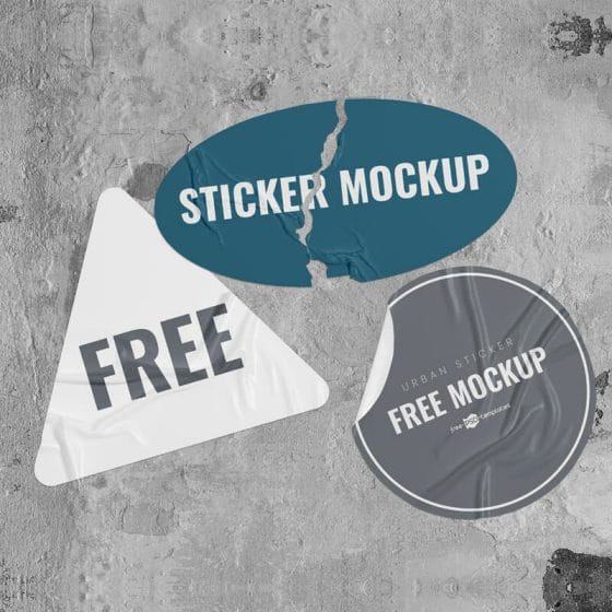 Free Urban Stickers Mockup PSD Set