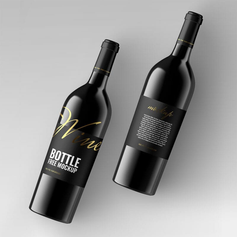 Free Wine Bottle Mockup Set