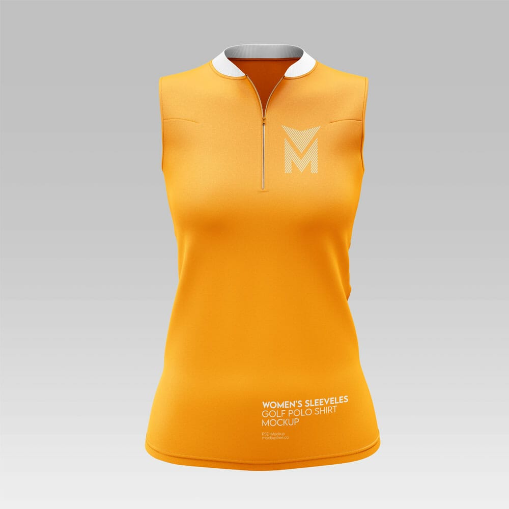 Free Women’s Sleeveless Golf Polo Shirt Mockup