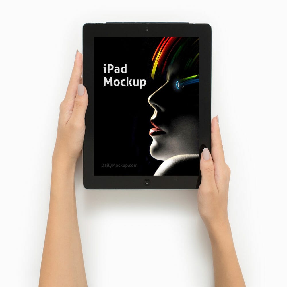 Free iPad Mockup Holding In Hand