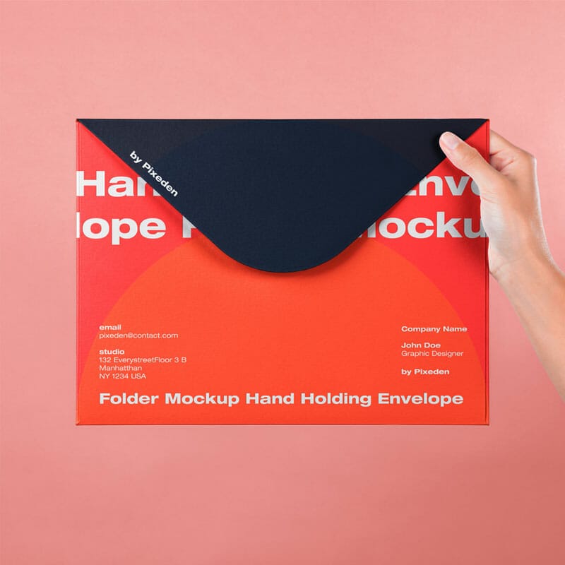 Hand Holding Large PSD Envelope Mockup
