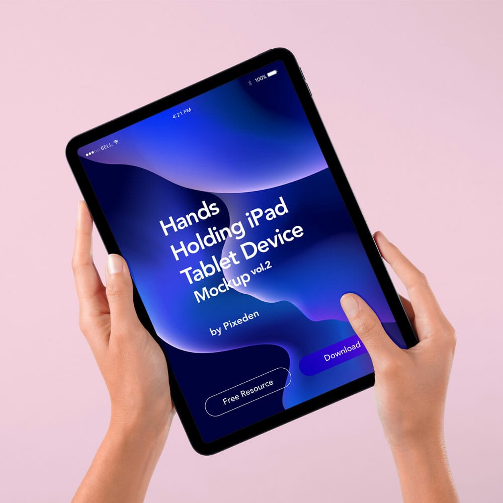 Hands Holding PSD iPad Mockup Device