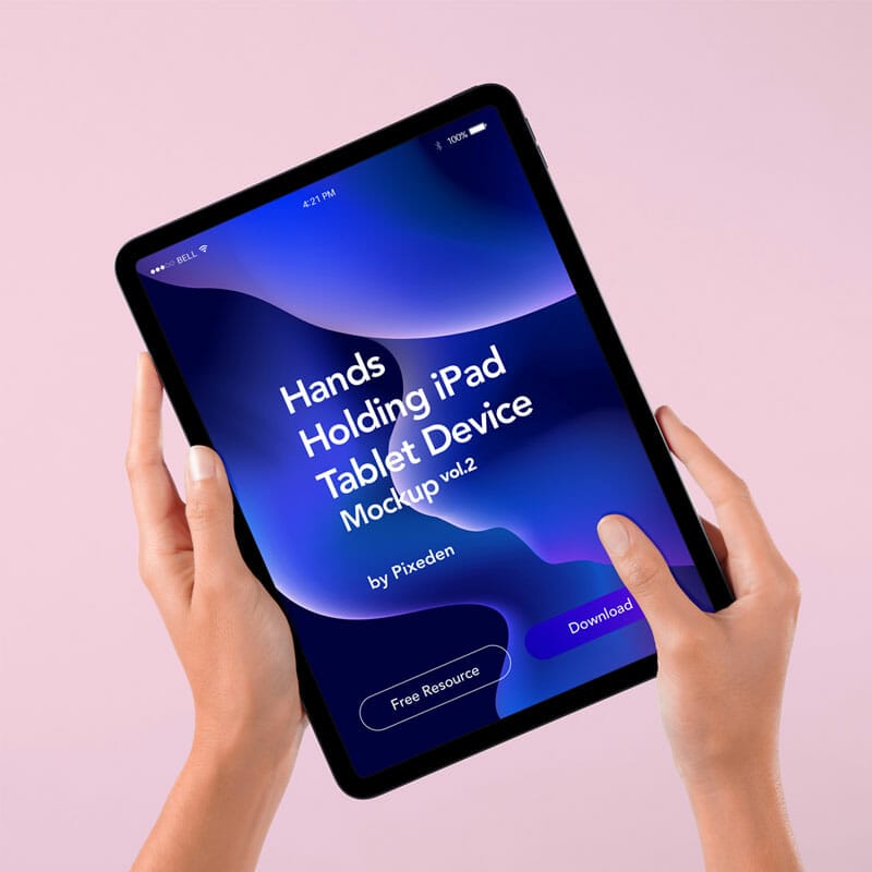 Hands Holding PSD iPad Mockup Device