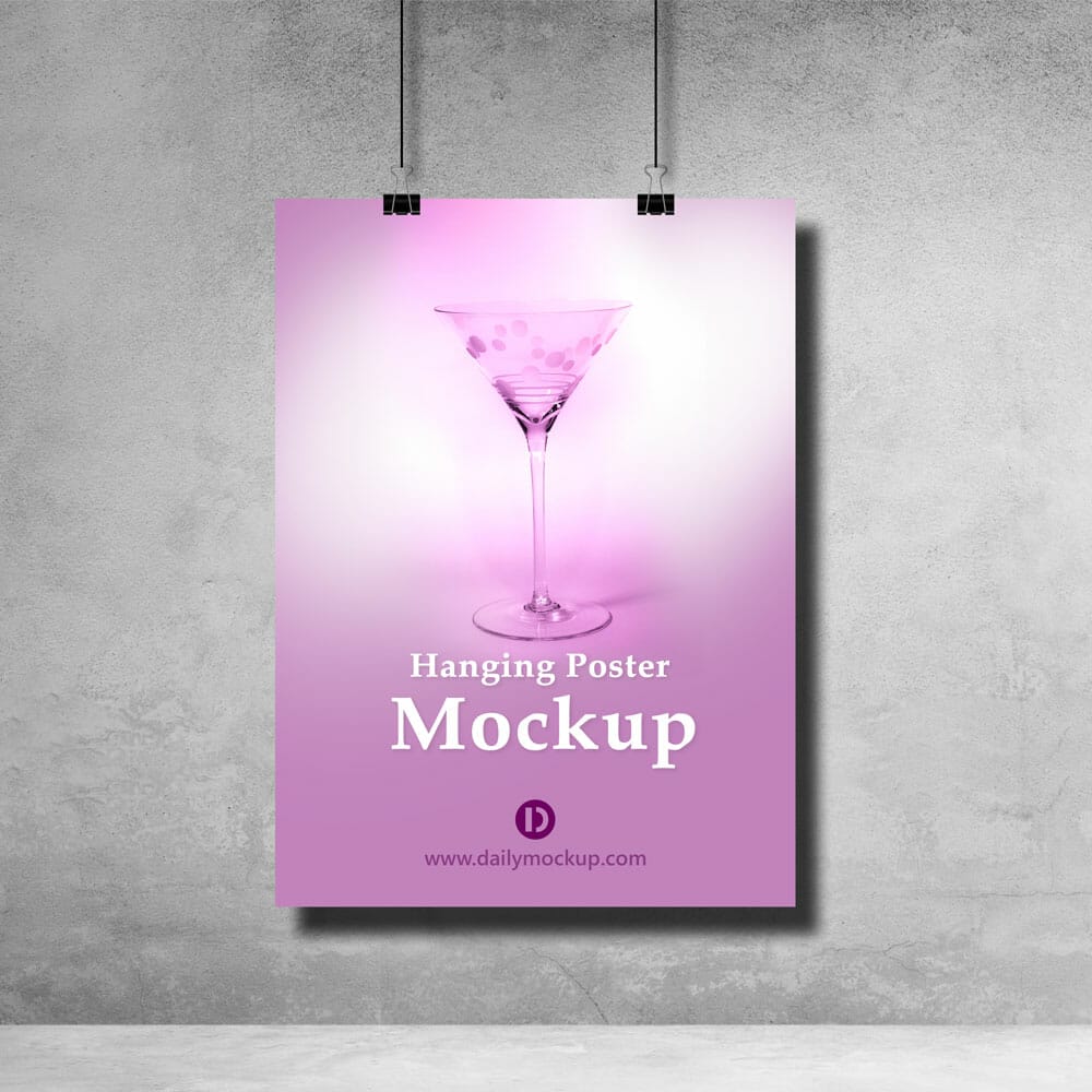 Hanging Poster Mockup Free PSD