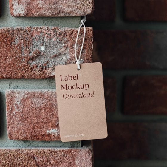 Label On Brick Wall Mockup